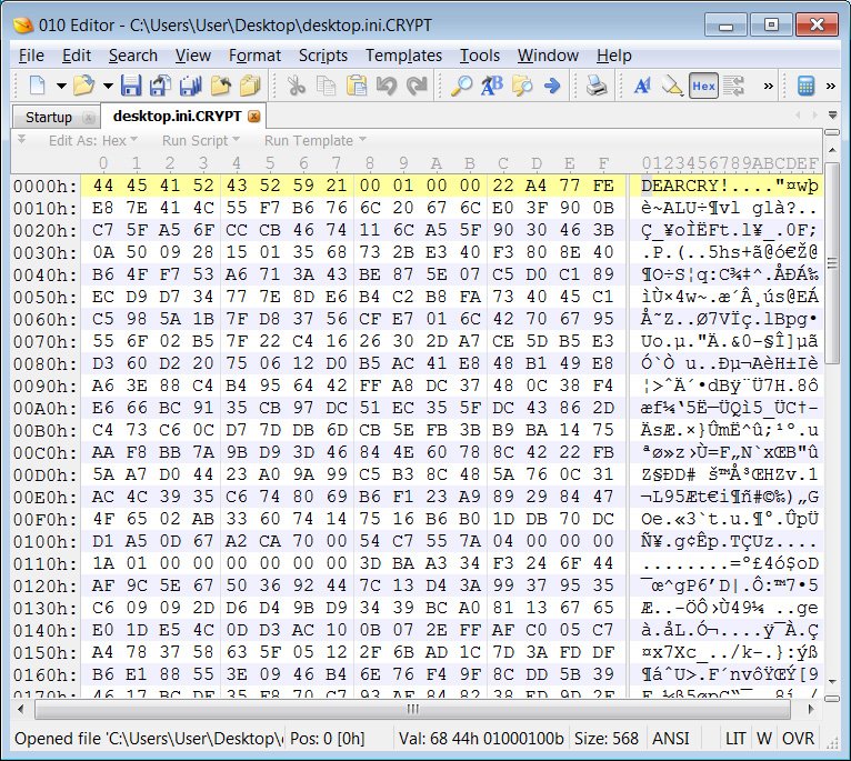 DEARCRY file marker in encrypted file