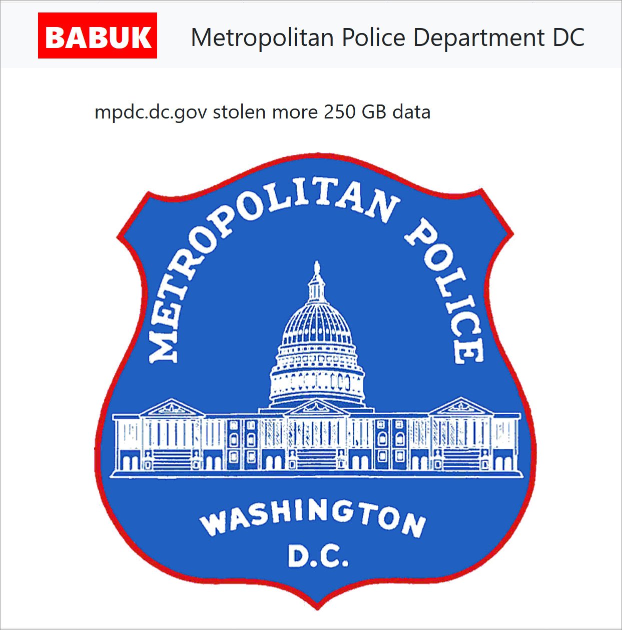 Babuk data leak page for the Metropolitan Police Department