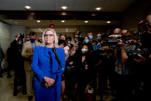 Representative Liz Cheney of Wyoming following a Republican vote to remove her from her leadership position on Wednesday.
