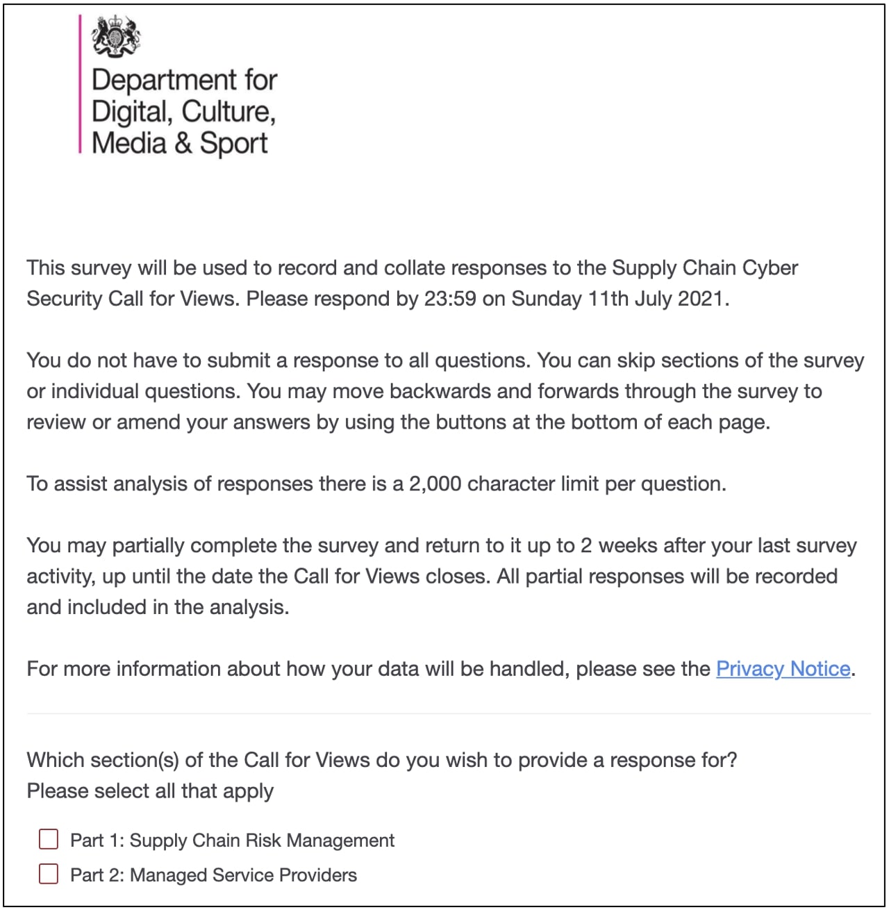 uk government survey supply-chain security