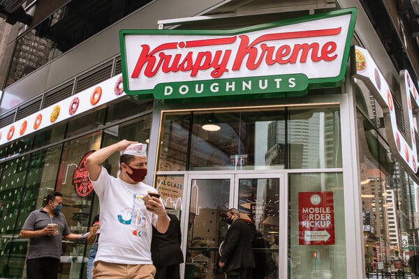 A Krispy Kreme store in Times Square.