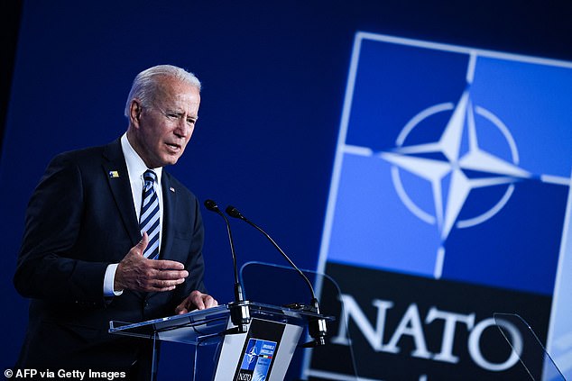 The Russian's comments came during a heated interview with NBC News ahead of Putin's Geneva summit with Joe Biden (pictured), where he is likely to come under strong criticism