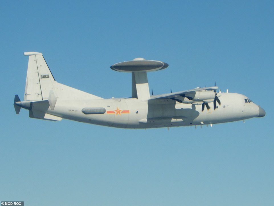 A Chinese Air Police 500 AWACS similar to one that encroached on Taiwan on Tuesday is seen above. Taiwan reported the largest ever incursion into its ADIZ, with 28 warplanes breaching the identification zone
