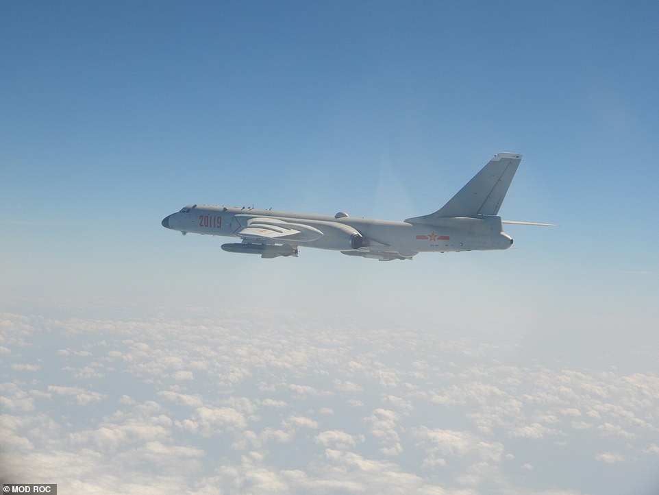 Taiwan's Ministry of Defense said four Xian H-6 bombers like this one took part in the latest incursion (file photo)