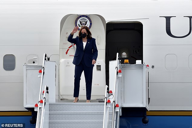 U.S. Vice President Kamala Harris arrives at Paya Lebar Air Base in Singapore August 22, 2021