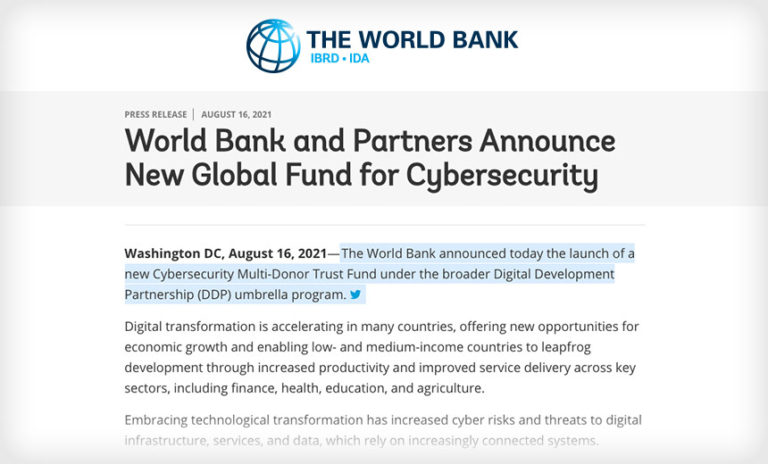 World Bank Launches Global Cybersecurity Fund